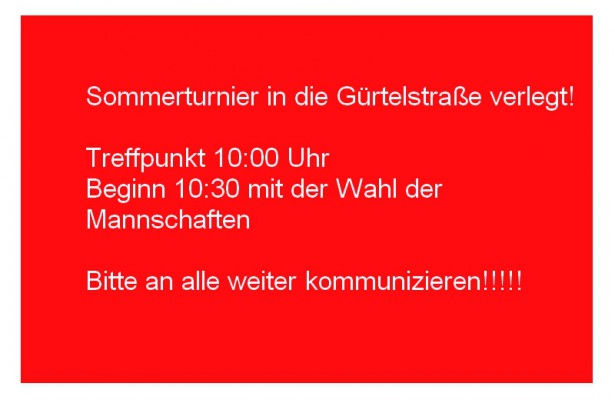 3. NARVA-Sommerturnier am 21.06.2014 IN DIE HALLE GÜRTELSTRASSE VERLEGT!!!